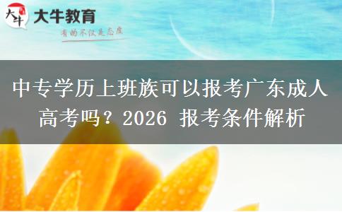 中专学历上班族可以报考广东成人高考吗?2026报考条件解析