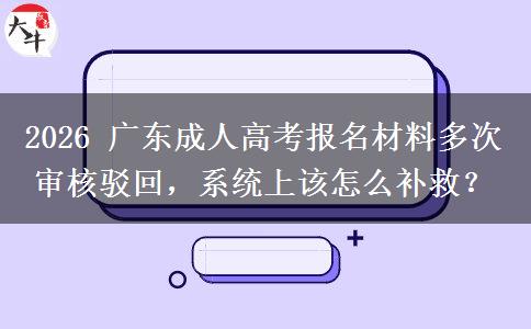 2026 广东成人高考报名材料多次审核驳回，系统上该怎么补救？