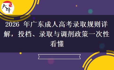 2026 年广东成人高考录取规则详解，投档、录取与调剂政策一次性看懂