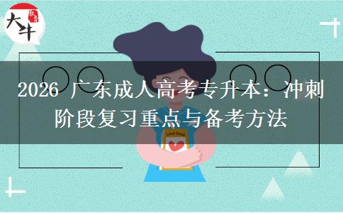 2026年广东成人高考专升本:冲刺阶段复习重点与备考方法