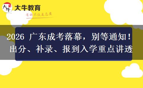 2026 广东成考落幕，别等通知！出分、补录、报到入学重点讲透