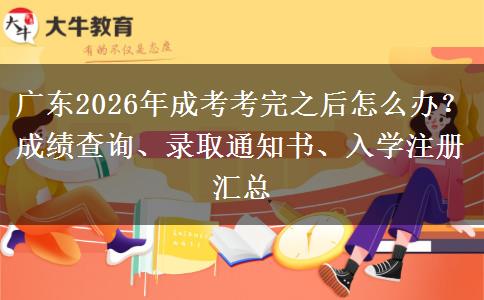 广东2026年成考考完之后怎么办？成绩查询、录取通知书、入学注册汇总