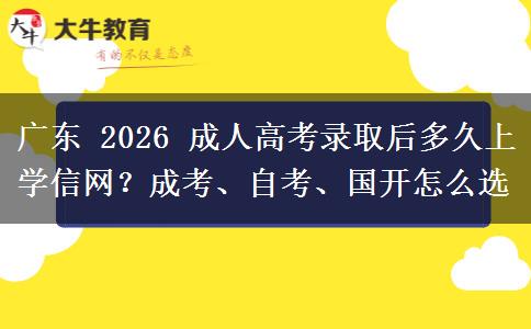 广东 2026 成人高考录取后多久上学信网?成考、自考、国开怎么选 广东 2026 成人高考录取后多久上学信网?成考、自考、国开怎么选
