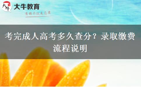 考完成人高考多久查分?录取缴费流程说明 考完成人高考多久查分?录取缴费流程说明