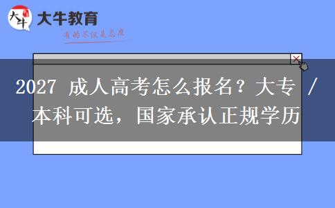 2027 成人高考怎么报名？大专 / 本科可选，国家承认正规学历