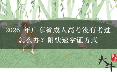 2026 年广东省成人高考没有考过怎么办？附快速拿证方式