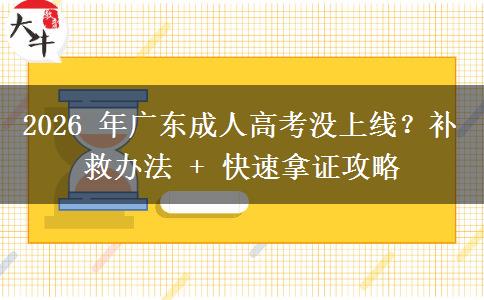 2026 年广东成人高考没上线？补救办法 + 快速拿证攻略