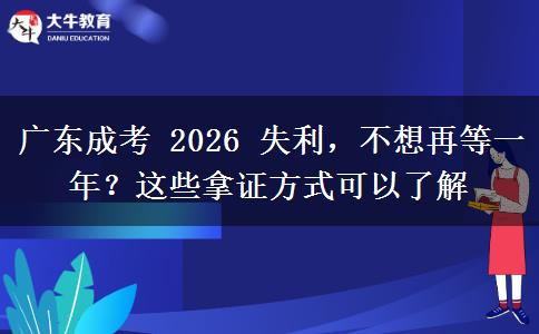 广东成考 2026 失利，不想再等一年？这些拿证方式可以了解