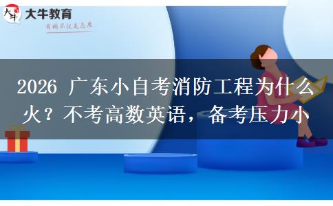 2026 广东小自考消防工程为什么火？不考高数英语，备考压力小