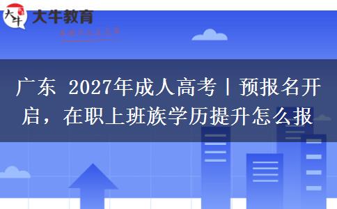 广东 2027年成人高考｜预报名开启，在职上班族学历提升怎么报