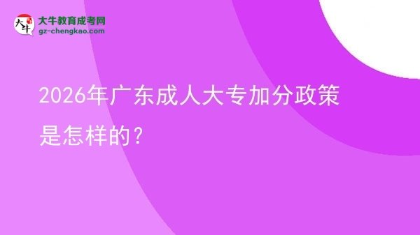 2026年广东成人大专加分政策是怎样的？
