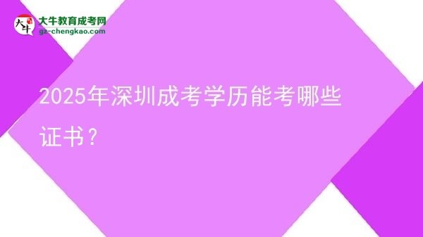 【答疑】2025年深圳成考学历能考哪些证书？